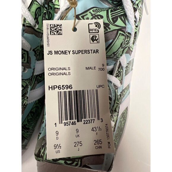 NEW! Adidas X Jeremy Scott Money Print Superstar Sneakers Shoes Men's Size 9.5 - Picture 10 of 11